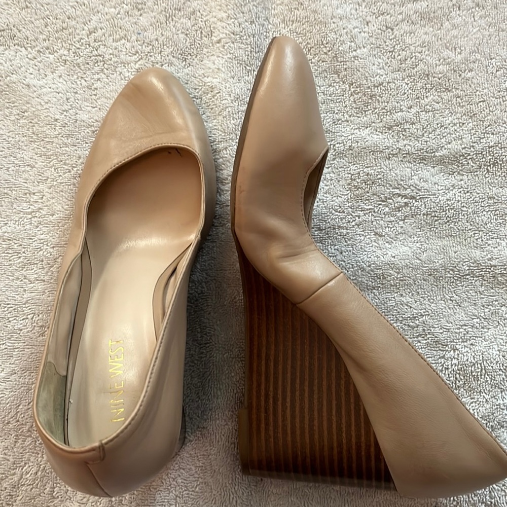 Nine West tan wedge heels, size 7 1/2